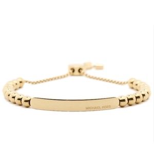 $88 Michael Kors Adjustable Beaded Plaque Nameplate Slider in Gold-Tone